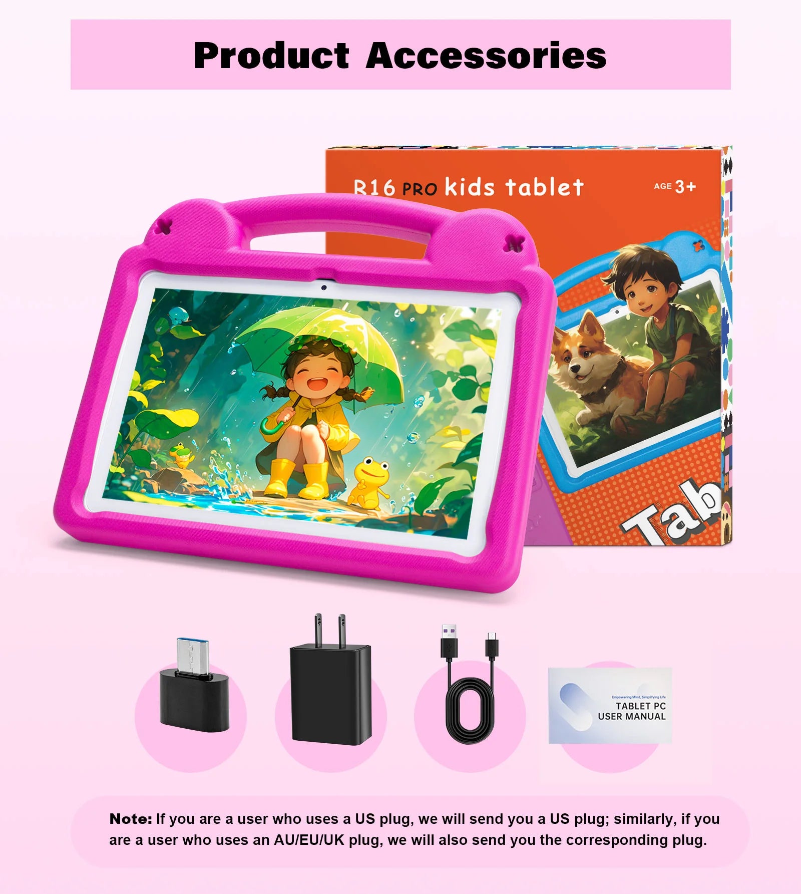 Android 15 Kids Tablet, 10.1inch Tablet for Kids, 8GB RAM 64GB ROM Toddler Tableta with Case, 5000mAh Octa-core Children Tableta