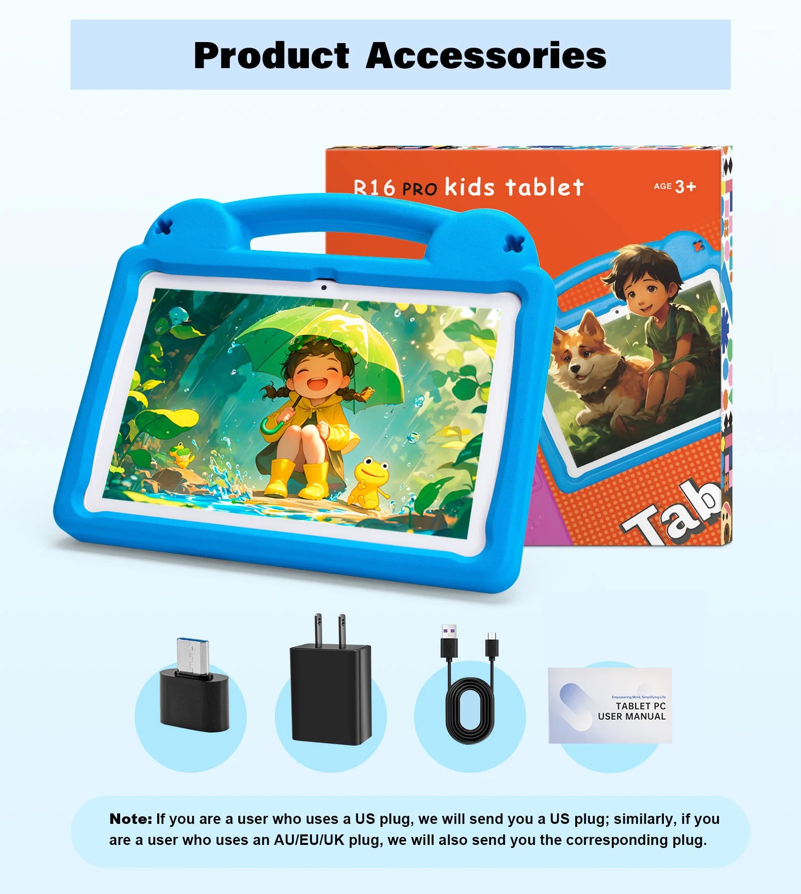 Android 15 Kids Tablet, 10.1inch Tablet for Kids, 8GB RAM 64GB ROM Toddler Tableta with Case, 5000mAh Octa-core Children Tableta