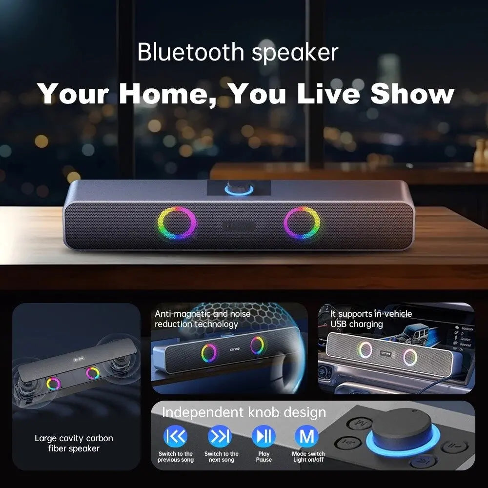 Bluetooth Speaker HD Sound Portable Playback AUX TF Card and USB LED Light Speaker Bluetooth 5.3 Wireless for Home Party Outdoor