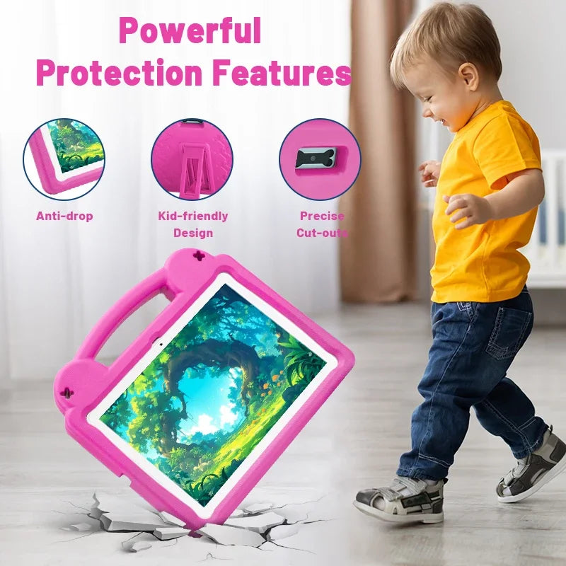 Android 15 Kids Tablet, 10.1inch Tablet for Kids, 8GB RAM 64GB ROM Toddler Tableta with Case, 5000mAh Octa-core Children Tableta